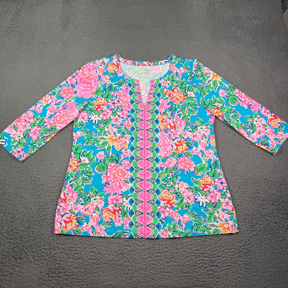 Lilly Pulitzer UPF 50 Chilly Karina Tunic Top Rose to the Occasion Womens XL